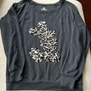 Disney Parks Sequined Black Lightweight Sweatshirt